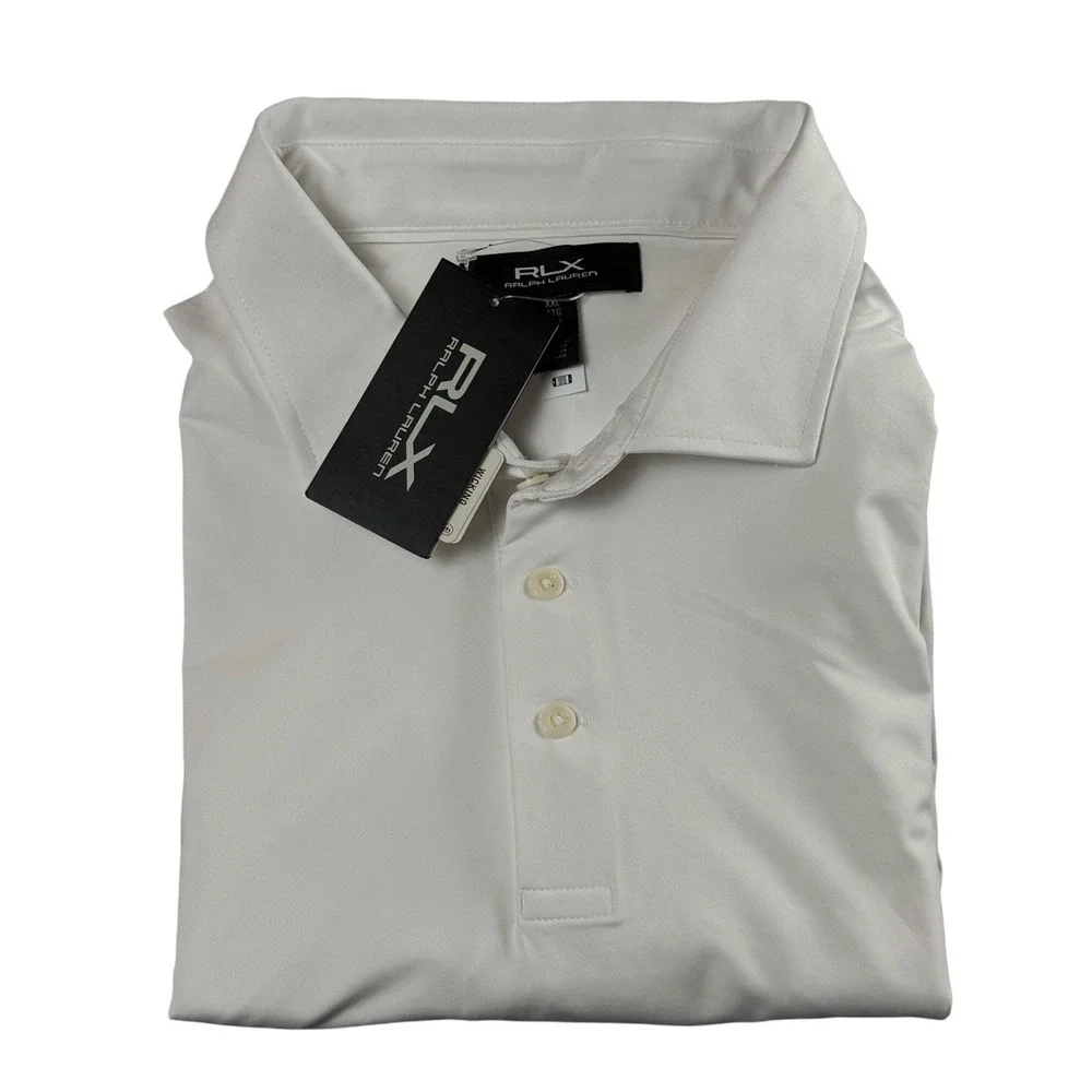 RLX RALPH LAUREN XXL White Performance Golf Polo Shirt  4-way Stretch NWT